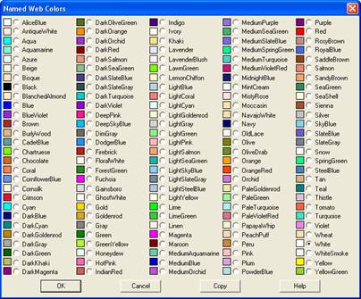 Además de la caja de diálogo interactivo para elegir el color, ahora puede elegir los colores basados en sistema de nomenclatura botánica de uso común en la web.